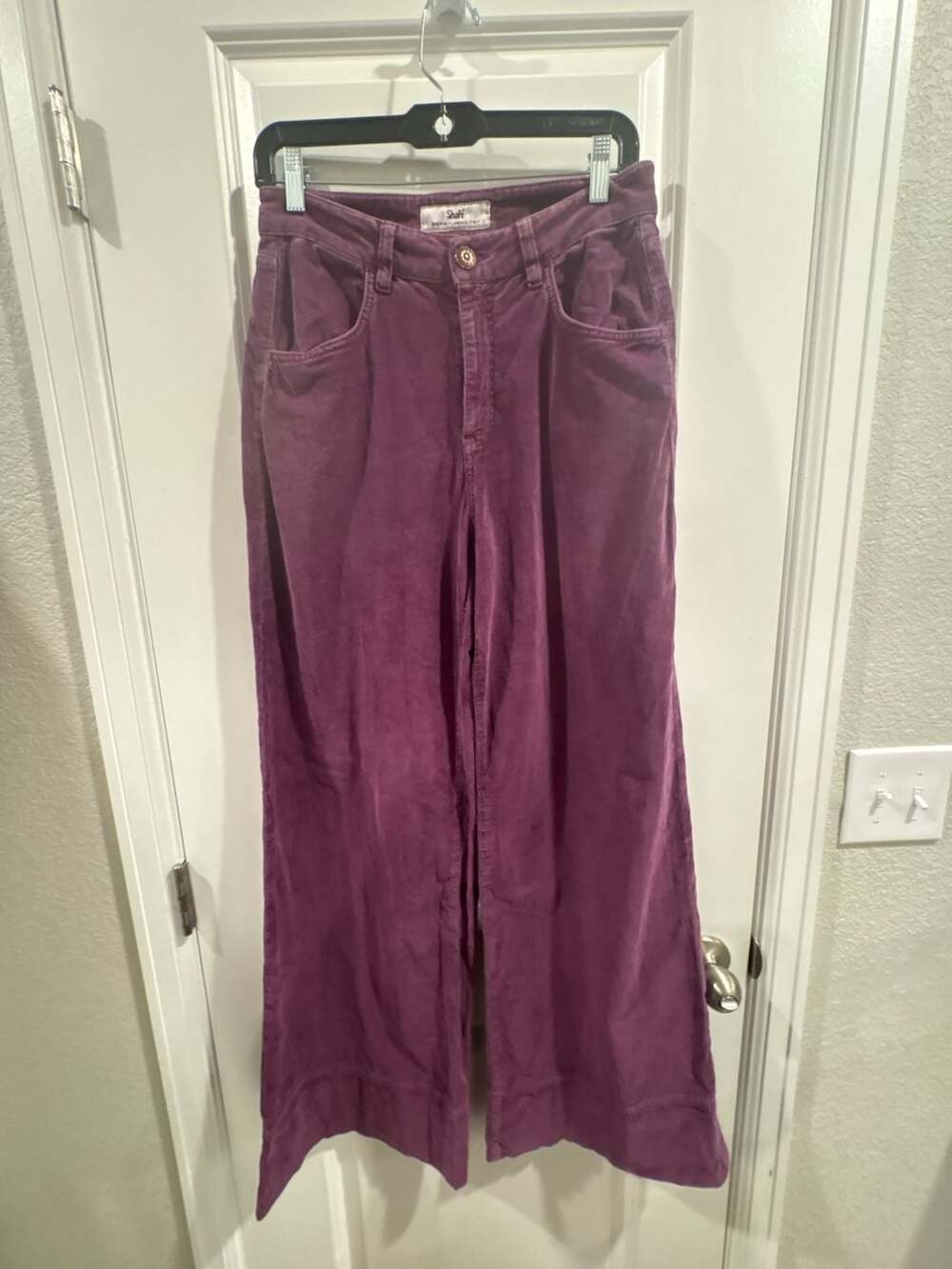 Shaft Made in Florence Italy Purple Velvet Corduroy Wide Leg Pants